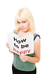 Image showing pensive woman want to be happy
