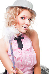 Image showing Pink blond fairy woman with magic wand