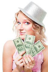 Image showing Magician woman with dollars