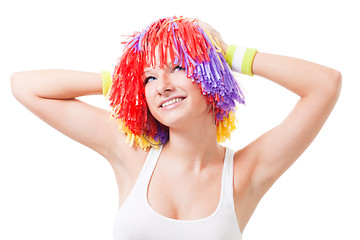 Image showing woman cheer leader with color hair