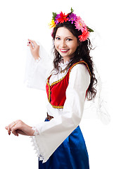 Image showing Happy woman in Greek national costume