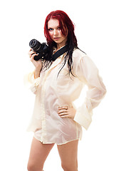 Image showing Seductive woman photographer