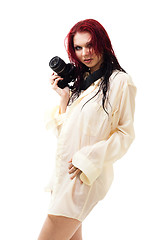 Image showing Sexy woman photographer