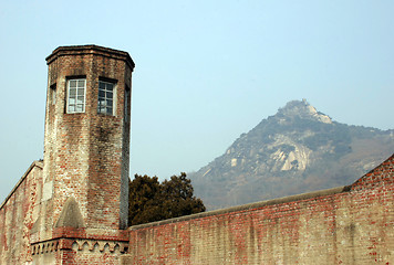 Image showing Watch tower overlooking mountain