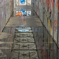 Image showing Footbridge with graffiti