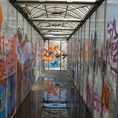 Image showing Footbridge with graffiti