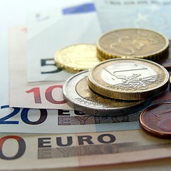 Image showing Euro coins and notes