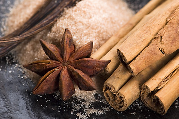 Image showing aromatic spices with brown sugar