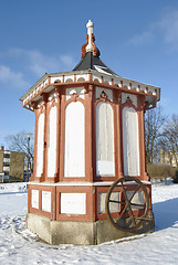 Image showing Wooden Pavilion of Ancient City Well.