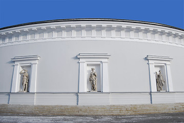 Image showing The Wall of Classic Building Decorated With Statues