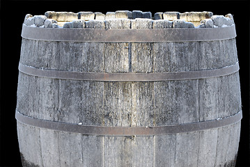 Image showing Top of Ancient Wooden Barrel