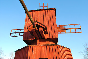 Image showing Fragment of Red Wooden Windmill