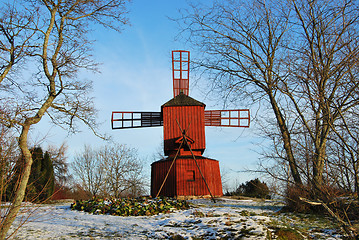 Image showing Red Windmill in Winter Park