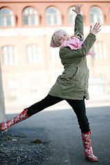 Image showing Beautiful teenage girl jumping outdoors