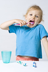 Image showing Children brushing teeth