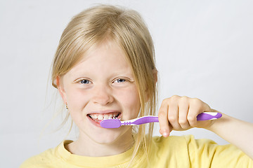 Image showing Children brushing teeth