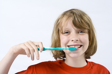 Image showing Children brushing teeth