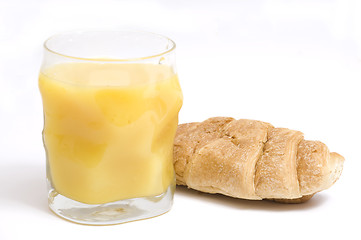 Image showing orange juice and croissant