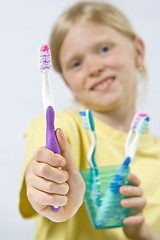 Image showing Children brushing teeth