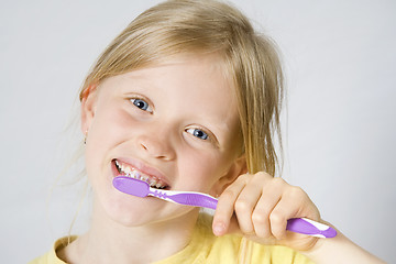 Image showing Children brushing teeth