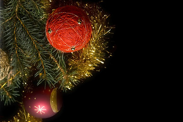 Image showing Christmas decorations on black