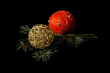 Image showing Christmas decorations on black