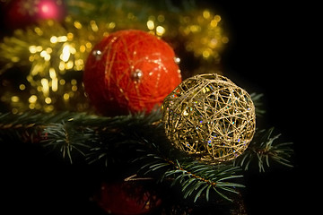 Image showing Christmas decorations on black