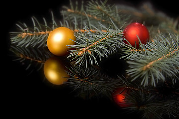 Image showing Christmas decorations on black