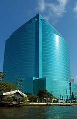 Image showing Skyscraper on the canal in Bangkok.