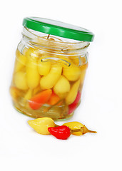 Image showing Hot peppers preserves