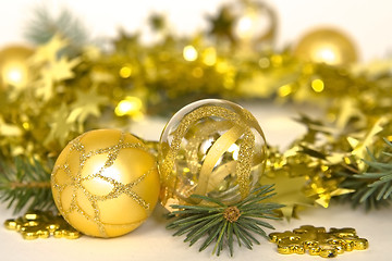 Image showing Golden Christmas decorations