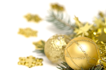 Image showing Golden Christmas decorations