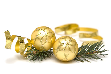 Image showing Golden Christmas decorations