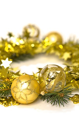 Image showing Golden Christmas decorations