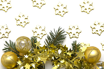 Image showing Golden Christmas decorations