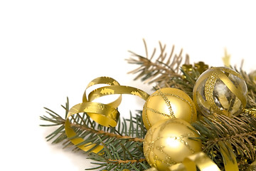 Image showing Golden Christmas decorations