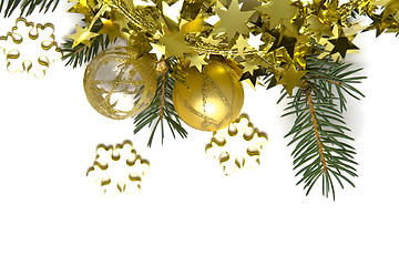 Image showing Golden Christmas decorations