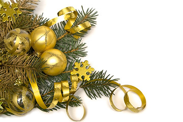 Image showing Golden Christmas decorations