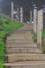 Image showing Steep stairs in foggy day