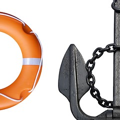 Image showing Lifebuoy and anchor