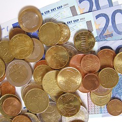 Image showing Euro coins and notes