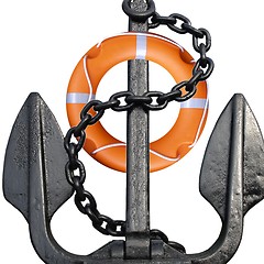 Image showing Lifebuoy and anchor