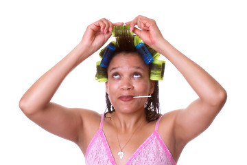 Image showing Doing hair