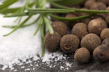 Image showing allspice with fresh rosemary