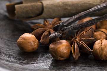 Image showing aromatic spices with brown sugar and nuts