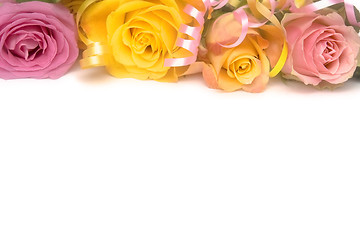 Image showing Pink and yellow roses