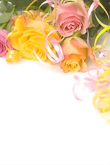 Image showing Pink and yellow roses