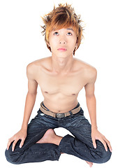 Image showing Meditating Korean yoga punker