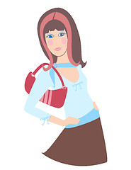 Image showing Brunette Girl with Purse