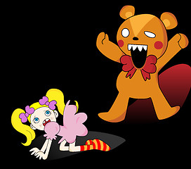 Image showing Girl and Horror Teddy Bear